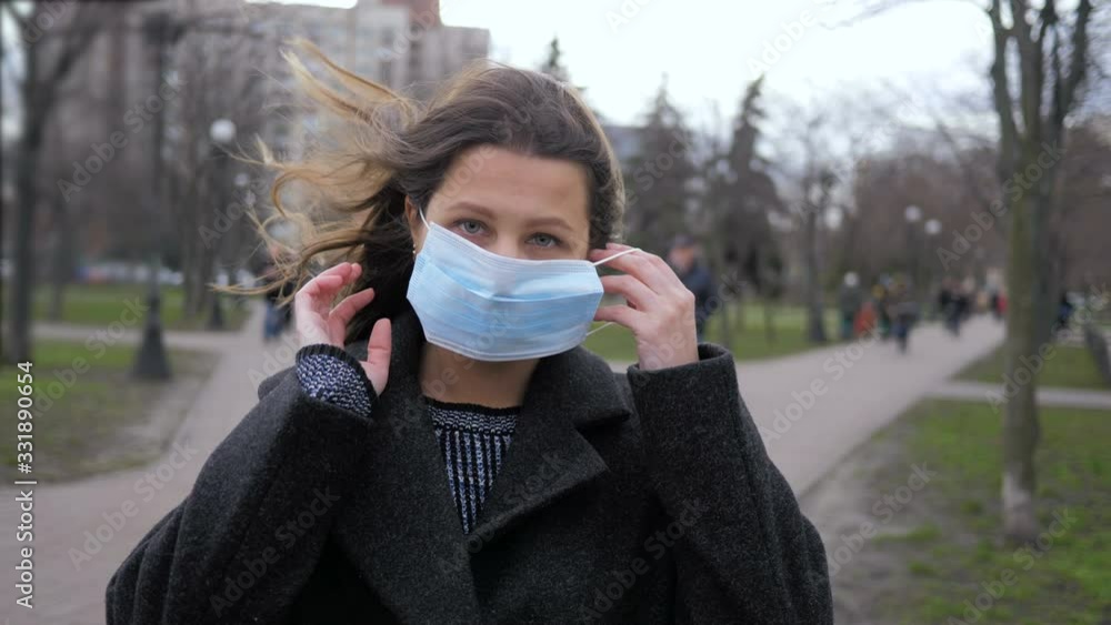 Coronavirus COVID-19 quarantine infection mers girl street public city mask Coronavirus COVID-19 quarantine infection mers girl street public city mask