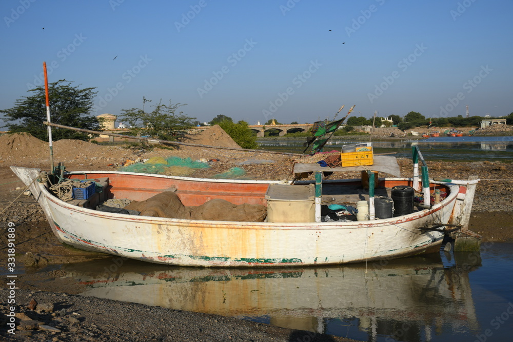 Wooden Boat repairing yard at Mandvi, Kutch, Gujarat, India