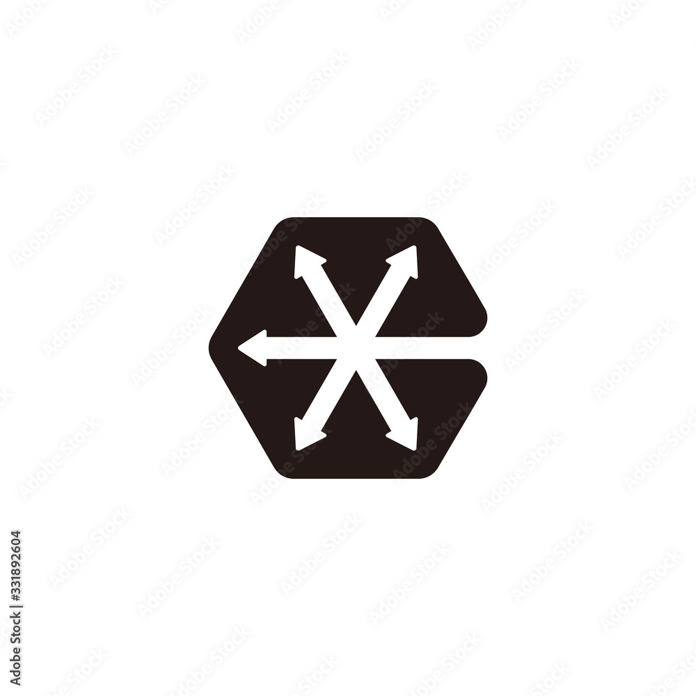 abstract hexagonal letter c arrows geometric symbol logo vector