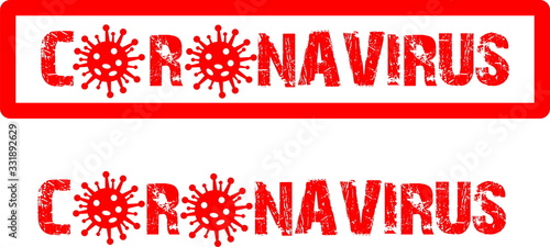 Coronavirus icon symbol and red inscription 