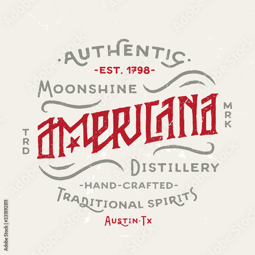 Americana Moonshine Distillery Vintage Design
