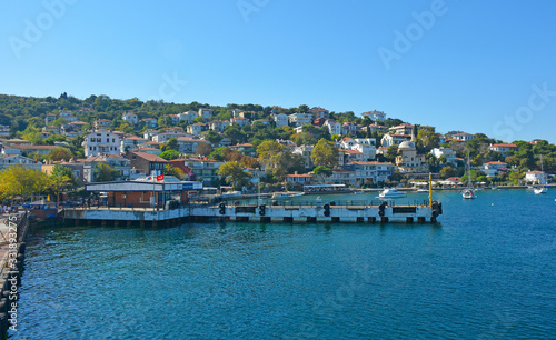 The ferry station on Burgazada, one of the Princes' Islands, also known as Adalar, in the Sea of Marmara off the coast of Istanbul, Turkey