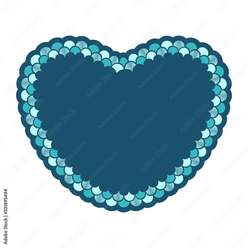 Obraz premium Heart with mermaid scales vector illustration