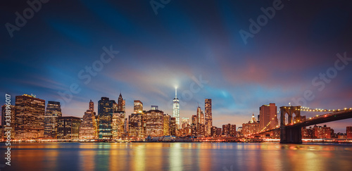 Panoramic view of New York by night