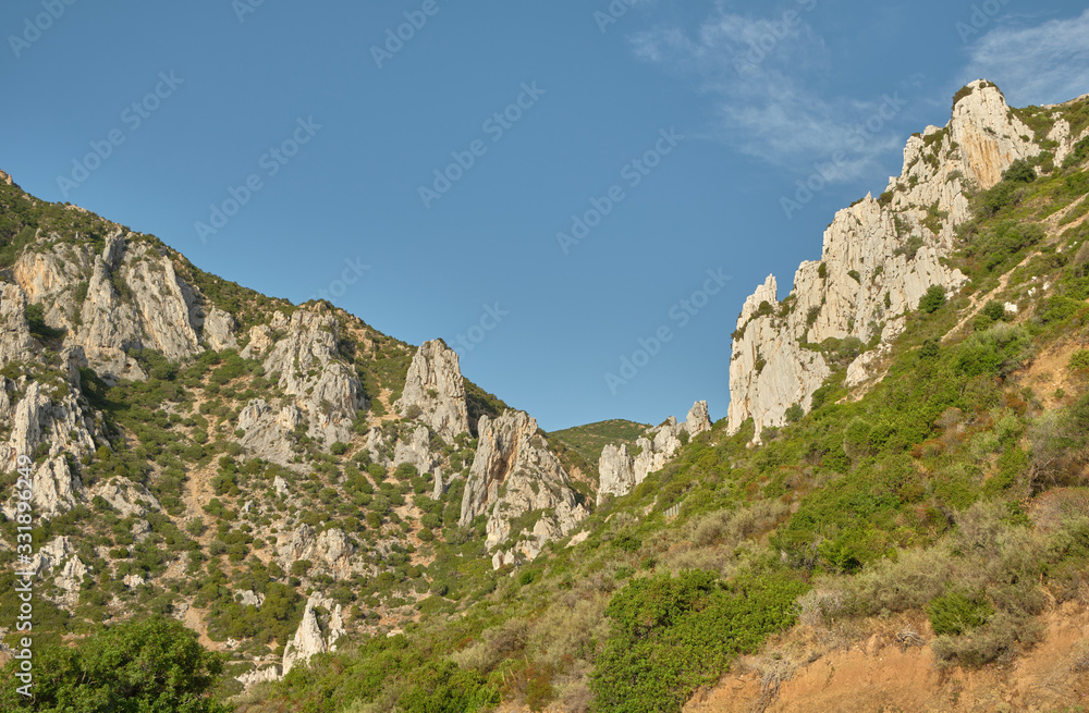 View on Buggerru mountains, Sardinia, Italy