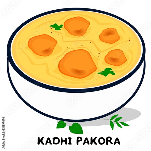 Kadhi pakora indian Punjabi food Vector