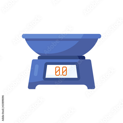 Kitchen blue scales isolated on white background