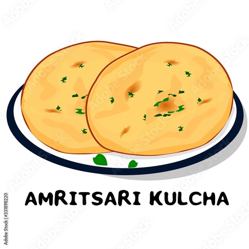 Amritsari Kulcha indian Punjabi food Vector