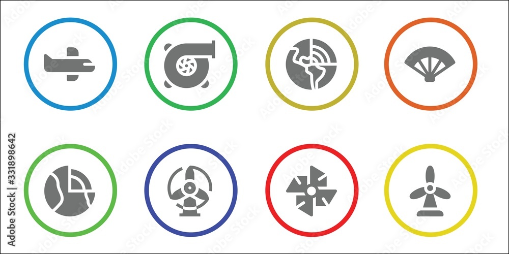 Modern Simple Set of turbine Vector filled Icons