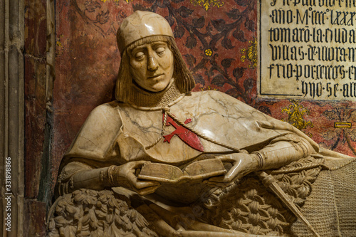 Detail of the medieval statue of the Doncel de Siguenza, in the Cathedral of Siguenza in Guadalajara. photo