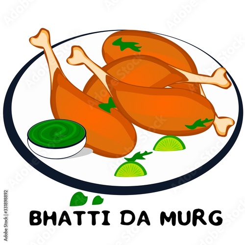 Bhatti da murg indian Punjabi food Vector