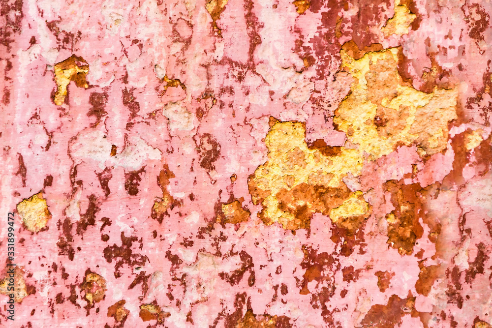 Fototapeta premium wall with peeling red paint