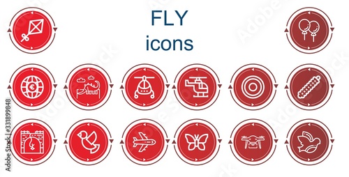 Editable 14 fly icons for web and mobile