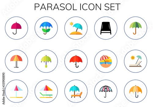 Modern Simple Set of parasol Vector flat Icons