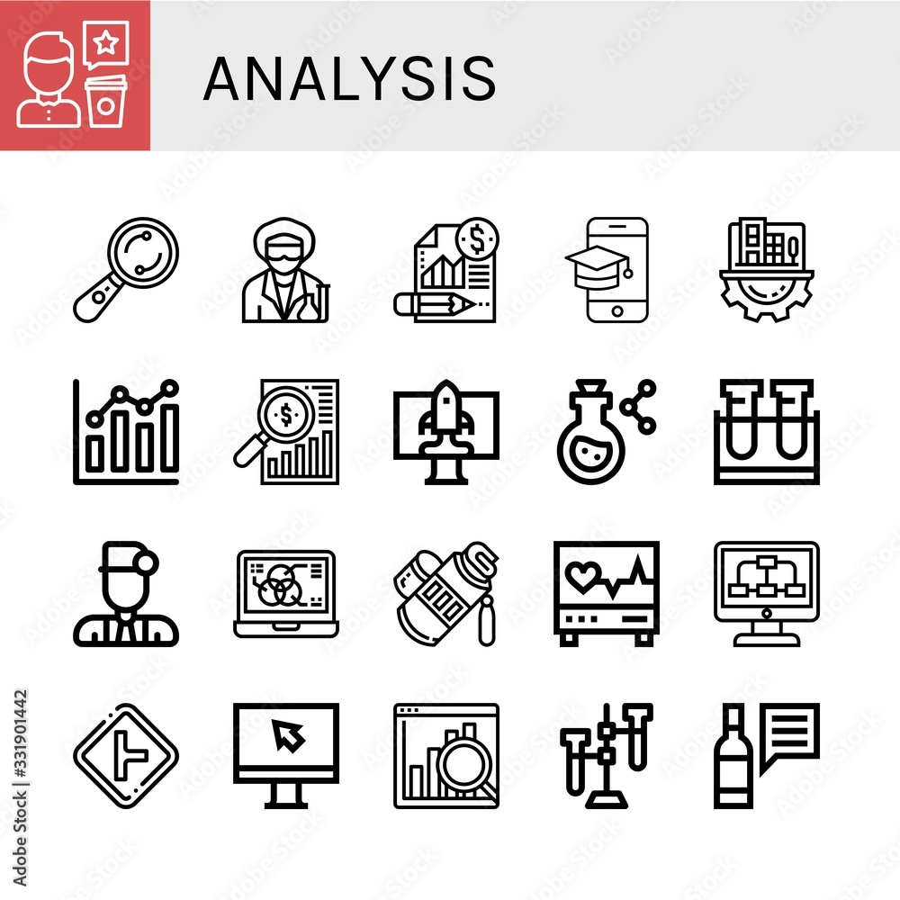 analysis simple icons set
