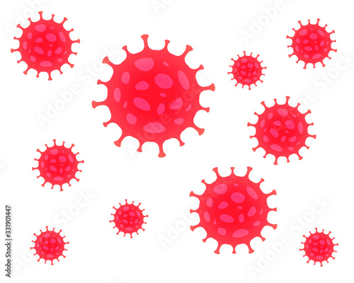 Coronavirus pattern icon. Red corona virus disease symbol. Influenza epidemic wallpaper background texture logo. Sars covid-19 sign. Isolated on white background. Vector illustration image.