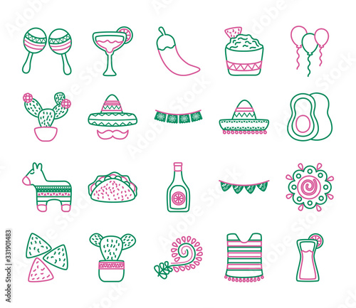 bundle of mexican set icons