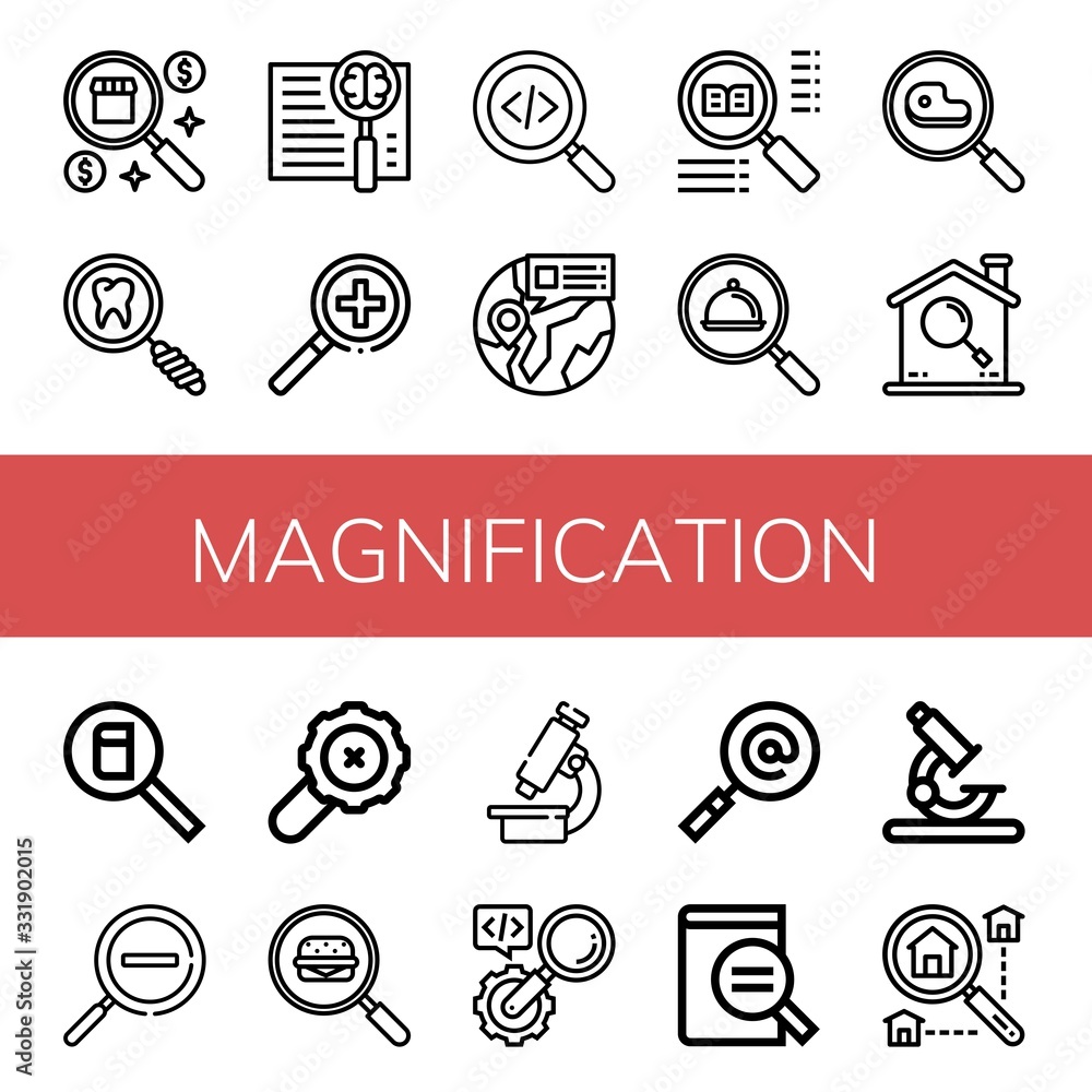 Set of magnification icons Set of magnification icons