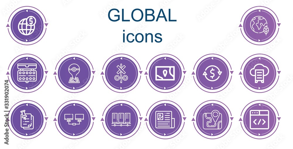 Editable 14 global icons for web and mobile Editable 14 global icons for web and mobile