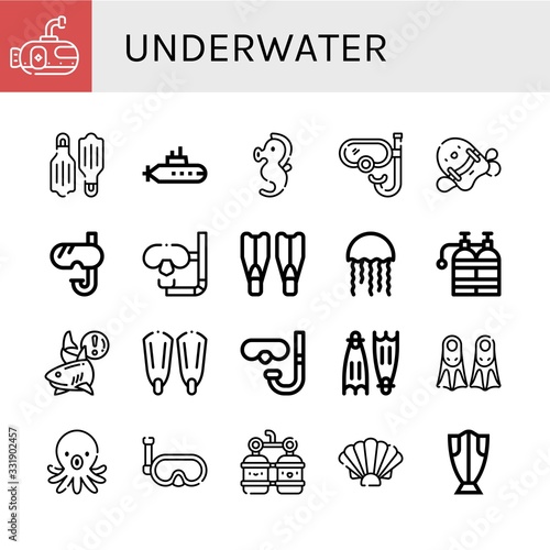 underwater icon set
