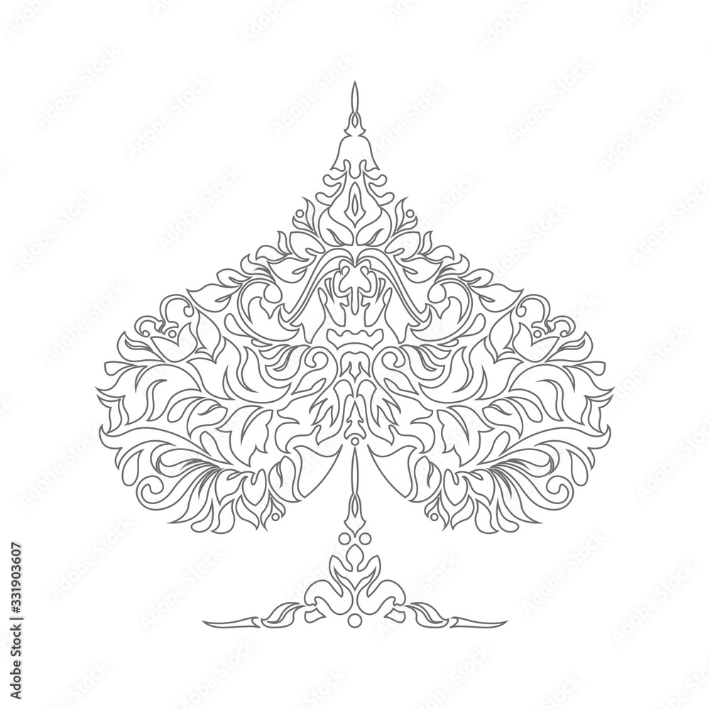 Poker playing card suit Spades design shape single icon. Spades suit deck of playing card used for ace in Las Vegas royal casino. Single icon pattern isolated on white. Ornament drawing pic for tattoo