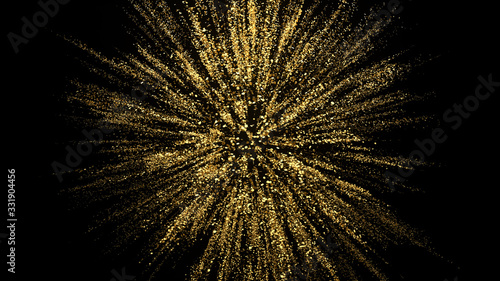 Billede på lærred 3d render of golden particles