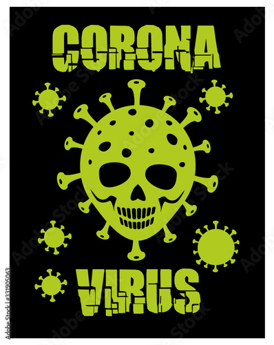 coronavirus sign with skull  t-shirt design