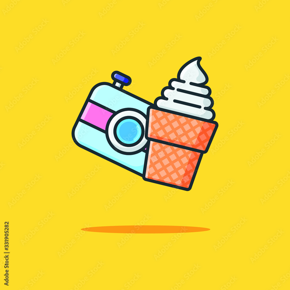 Ice Cream and Camera Icon Design Illustrations Cartoon Style Suitable eb Landing Page, Banner, Flyer, Sticker, Wallpaper, Background Ice Cream and Camera Icon Design Illustrations Cartoon Style Suitable eb Landing Page, Banner, Flyer, Sticker, Wallpaper, Background