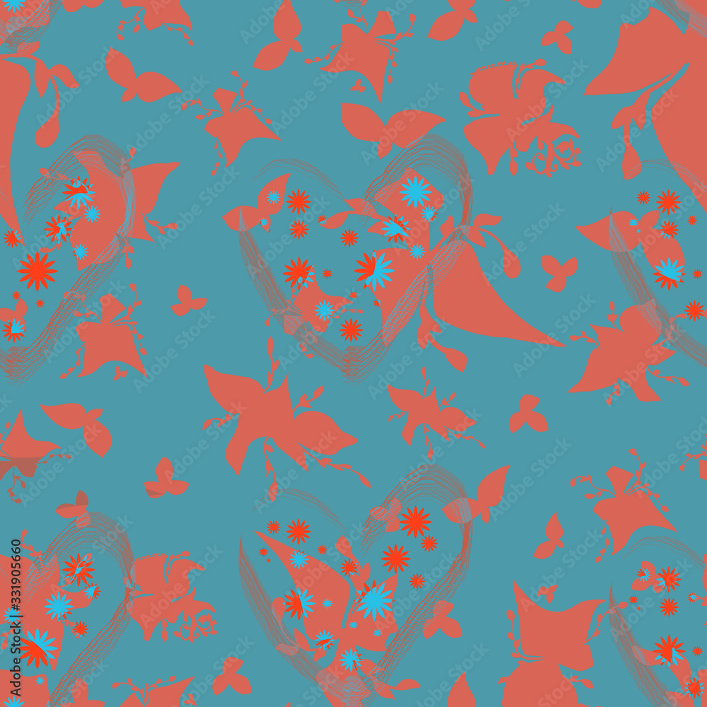 Ink flowers abstract seamless background, pattern, abstract wild flower, dandelion, branch. Isolated on blue background Grunge flowers and plants in a watercolor style and mascara on a thin branch. Ink flowers abstract seamless background, pattern, abstract wild flower, dandelion, branch. Isolated on blue background Grunge flowers and plants in a watercolor style and mascara on a thin branch.