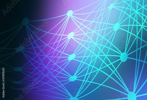 Dark Pink, Blue vector background with forms of artificial intelligence.