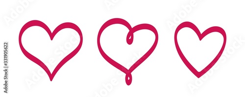 Hand drawn hearts set. Vector decoration element. Heart logo design.