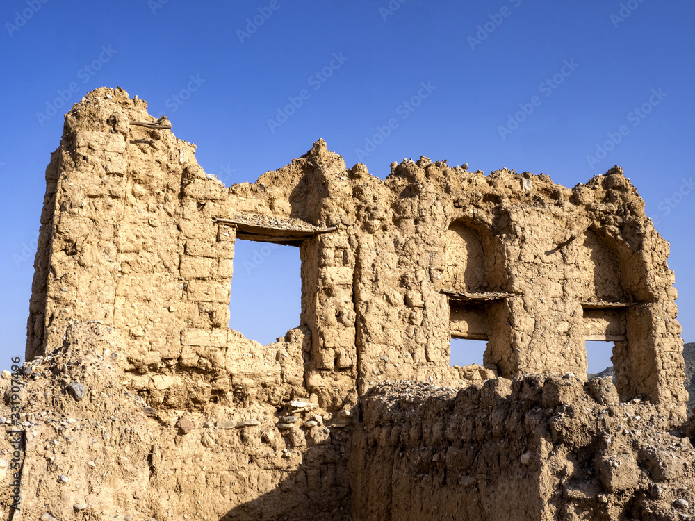 Remains of an old fort in northern Oman