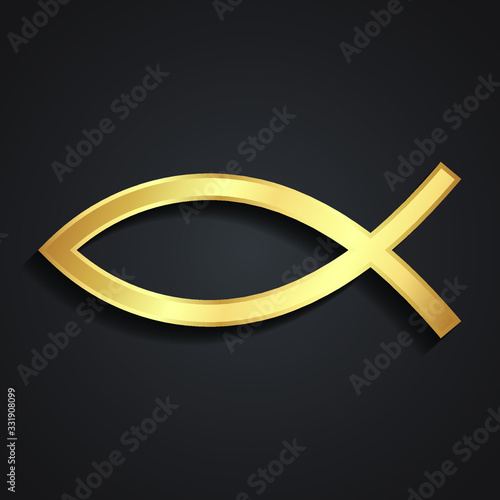 ichthys christian 3d golden religion symbol