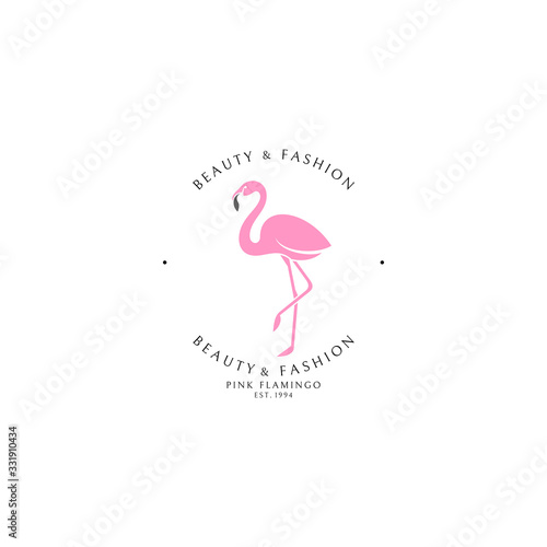Pink flamingo. Logo template. Isolated flamingo on white background 