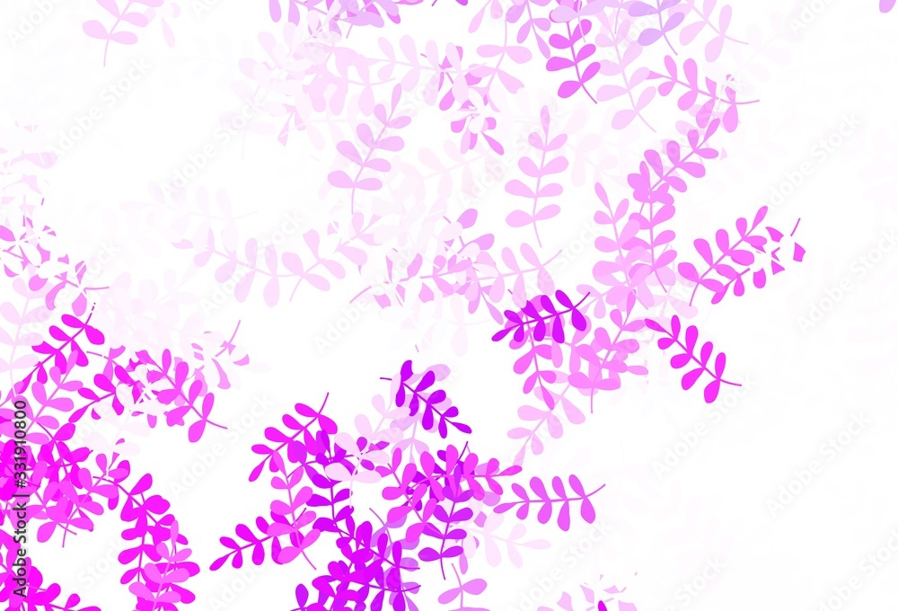 Light Pink vector natural pattern with leaves.