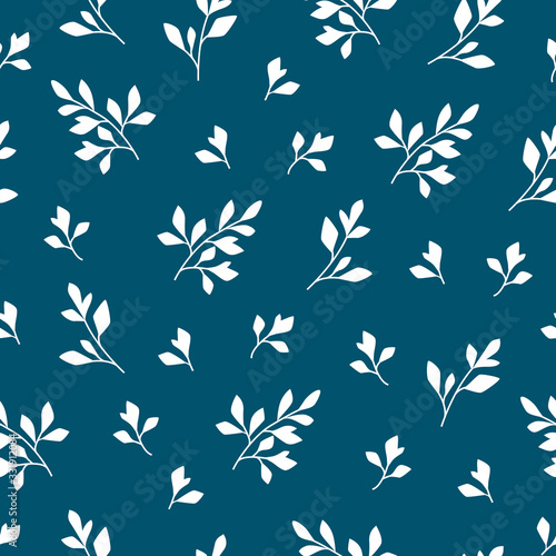 Decorative seamless pattern with leaves and branches. Endless texture.
