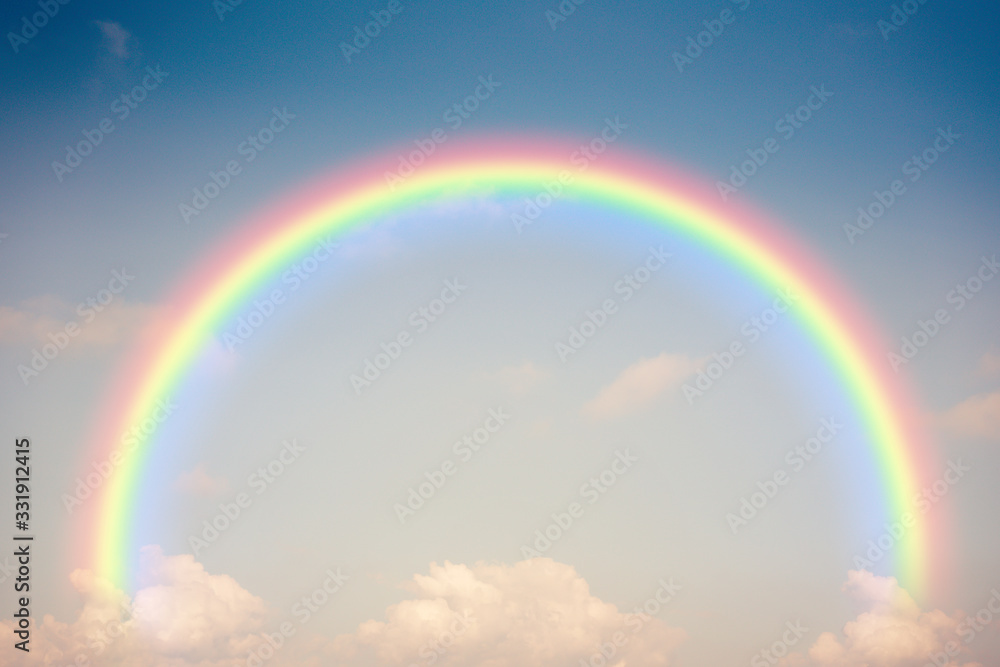 Retro blue sky and clouds with rainbow Retro blue sky and clouds with rainbow