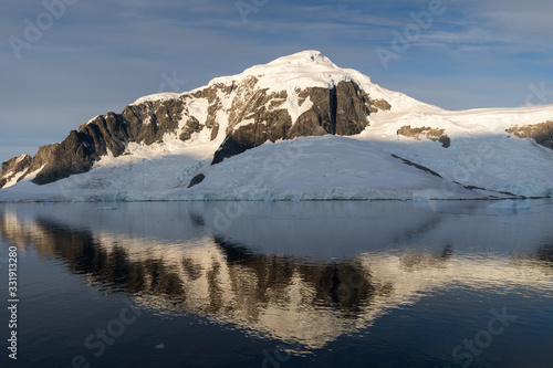 Sunrise on mountains in the Errera Channel, Antarctica