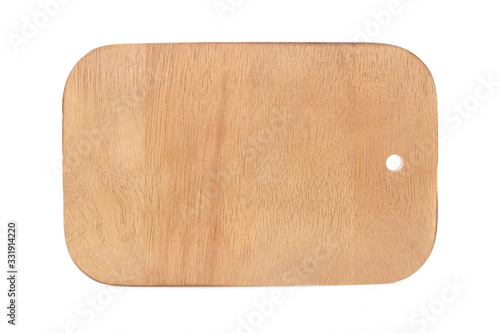 Wooden board on white background