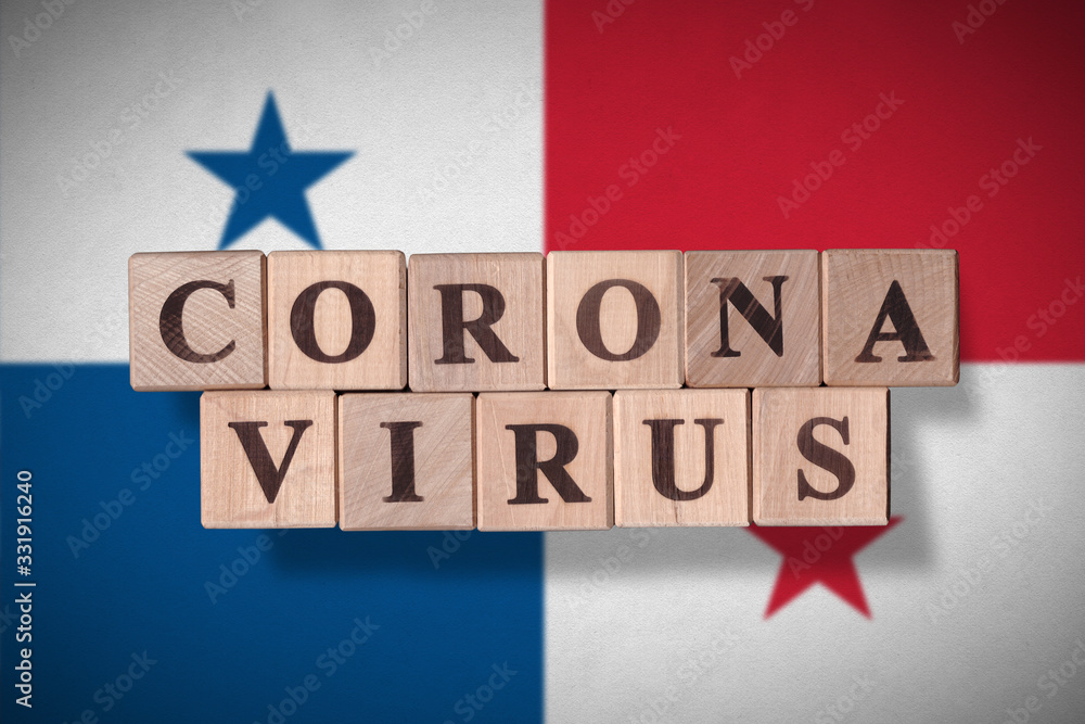 Flag of Panama with wooden cubes spelling coronavirus on it. 2019 - 2020 Novel Coronavirus (2019-nCoV) concept, for an outbreak occurs in Panama. Flag of Panama with wooden cubes spelling coronavirus on it. 2019 - 2020 Novel Coronavirus (2019-nCoV) concept, for an outbreak occurs in Panama.