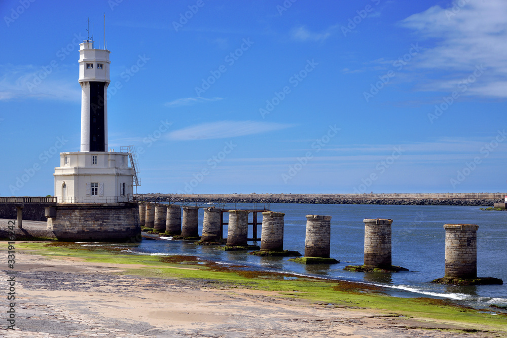Fototapeta premium Lighthouse of Anglet, a commune in the Pyrénées-Atlantiques department in the Nouvelle-Aquitaine region of southwestern France. 