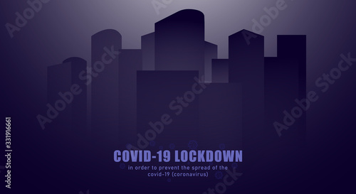 Illustration vector graphic of lockdown city because of covid-19. Coronavirus global pandemic. Fit for health care campaign againts corona virus.