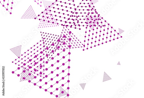 Light Pink vector background with polygonal style with circles.