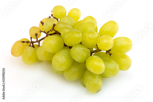Fresh green grapes isolated on white background with clipping path.