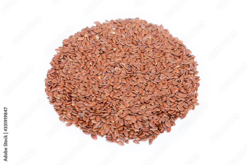 Heap of linseeds or flax seeds on white background Heap of linseeds or flax seeds on white background