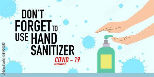 Illustration of people using hand sanitizer for preventing corona virus covid - 19