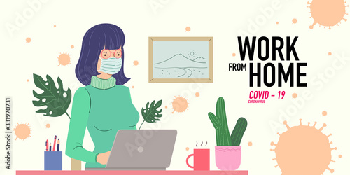 a women working at home preventing from corona virus covid-19 pandemic