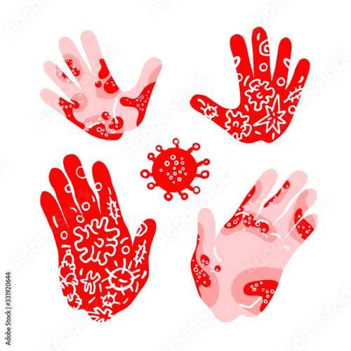 Corona virus. Vector illustration. Hand drawn set