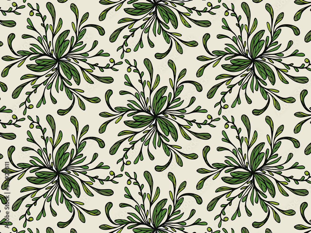 Fototapeta premium Background, pattern of leaves. Raster lace pattern