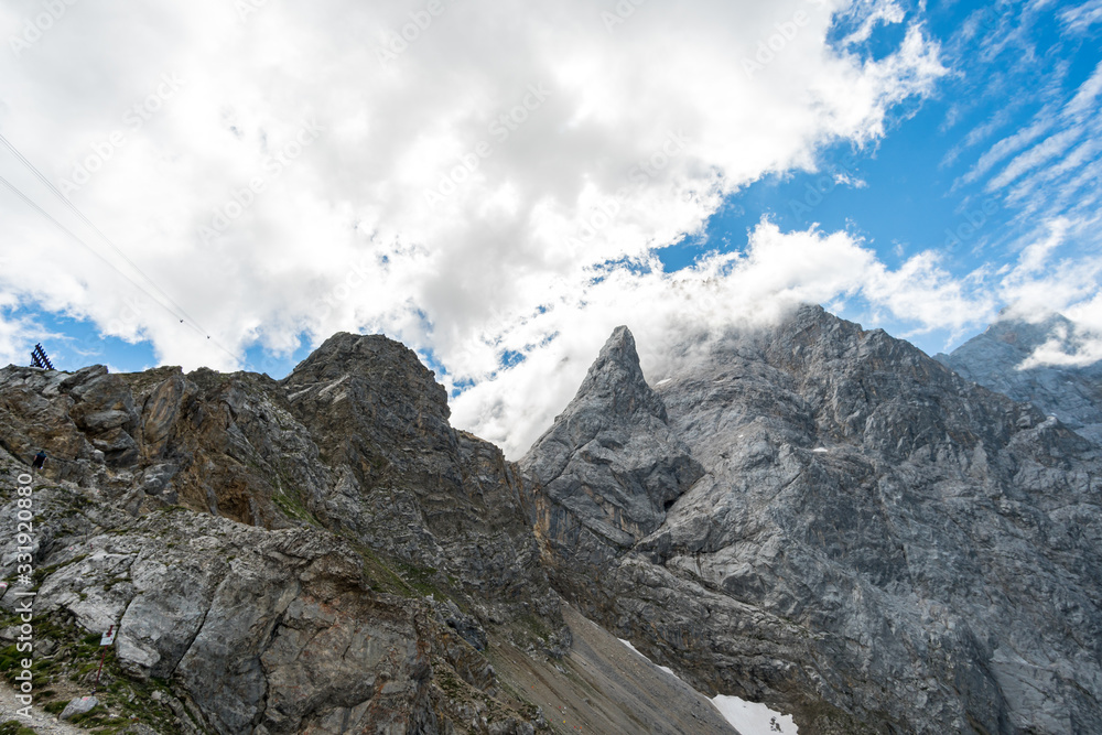 Beautiful hike and climb to the Zugspitze near Ehrwald and Eibsee, the highest mountain in Germany